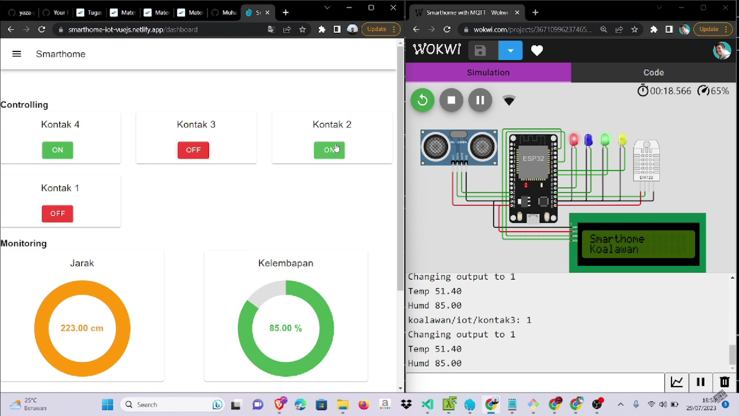 Kontrol dan Pemantauan Rumah Cerdas dengan Vue JS dan MQTT Berbasis Internet of Things.